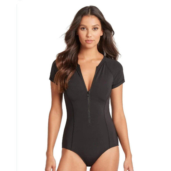 Sea Level Essentials Eco Essentials Short Sleeve One Piece Black Women's Size 14 - Picture 1 of 12